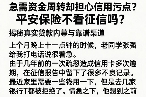 急需资金周转却担心信用污点？平安保险不看征信吗？揭秘真实贷款内幕与靠谱渠道