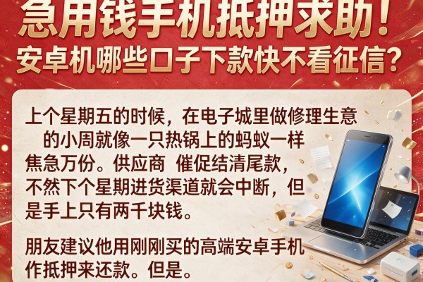 急用钱手机抵押求助！安卓机哪些口子下款快不看征信？