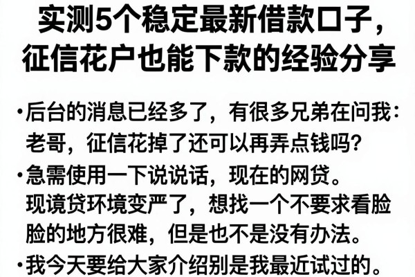 实测5个稳定最新借款口子，征信花户也能下款的经验分享
