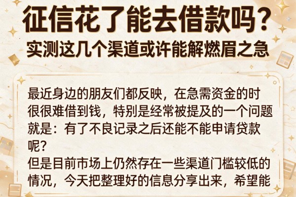 征信花了能去借款吗?实测这几个渠道或许能解燃眉之急