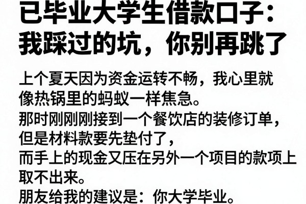 已毕业大学生借款口子：我踩过的坑，你别再跳了