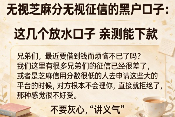 无视芝麻分无视征信的黑户口子：这几个放水口子亲测能下款