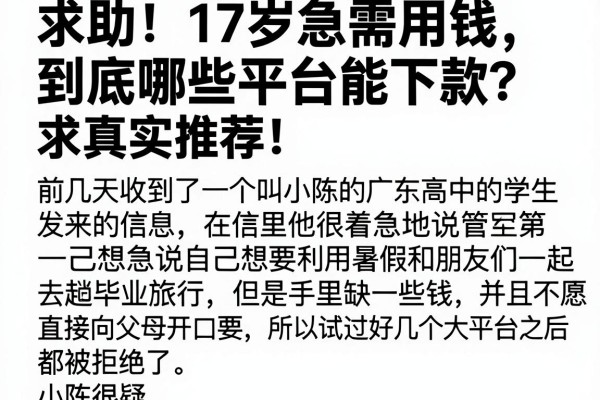 求助！17岁急需用钱，到底哪些平台能下款？求真实推荐！