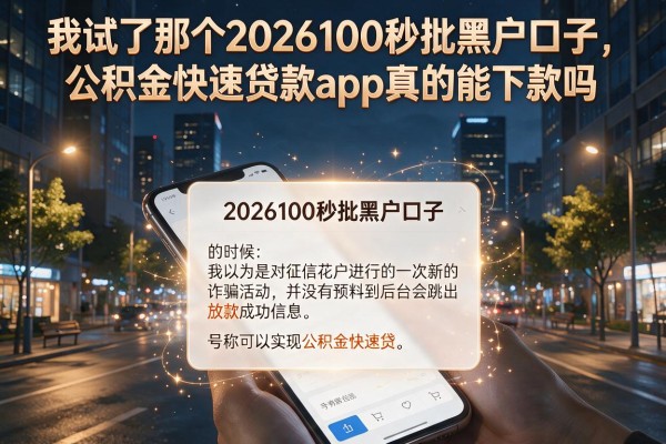 我试了那个2026100秒批黑户口子，公积金快速贷款app真的能下款吗