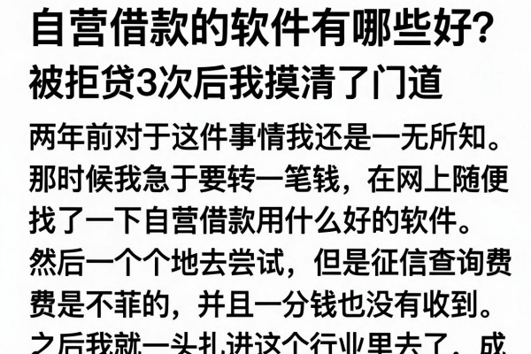 自营借款的软件有哪些好？被拒贷3次后我摸清了门道