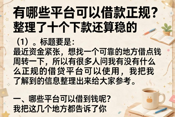 有哪些平台可以借款正规？整理了十个下款还算稳的
