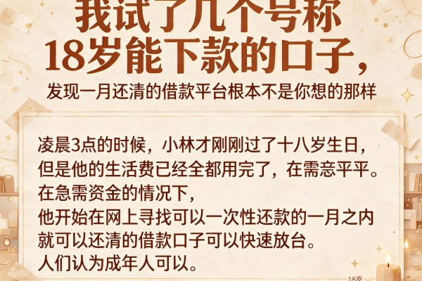 我试了几个号称18岁能下款的口子，发现一月还清的借款平台根本不是你想的那样