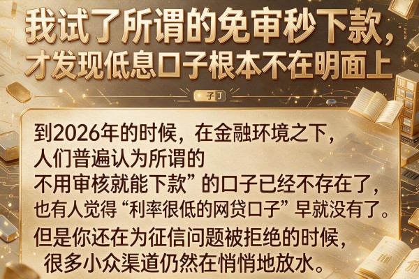 我试了所谓的免审秒下款，才发现低息口子根本不在明面上