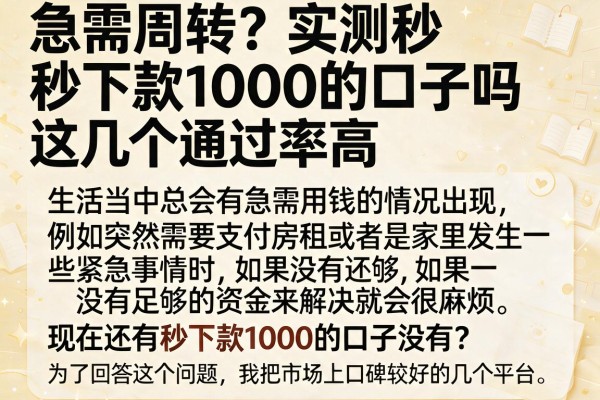 急需周转？实测秒下款1000的口子吗这几个通过率高