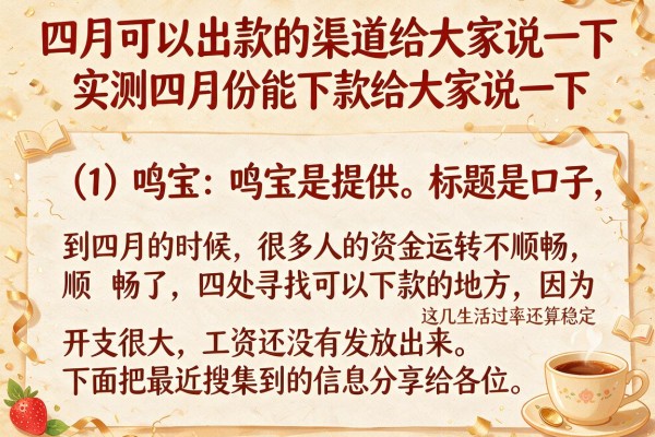 实测四月份能下款的口子，这几个通过率还算稳定