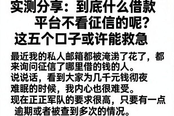 实测分享：到底什么借款平台不看征信的呢？这五个口子或许能救急
