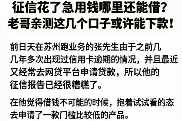征信花了急用钱哪里还能借？老哥亲测这几个口子或许能下款！