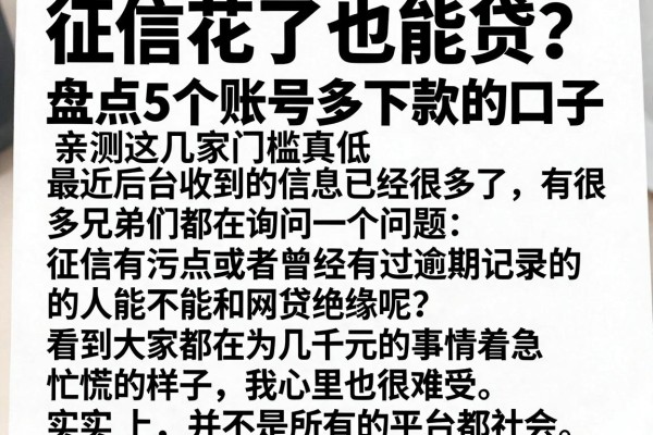 征信花了也能贷？盘点5个账号多下款的口子，亲测这几家门槛真低