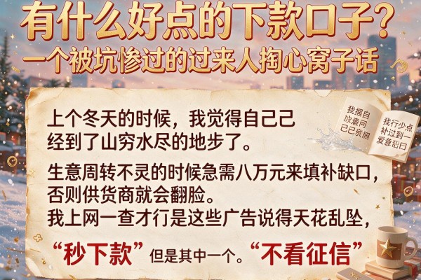 有什么好点的下款口子？一个被坑惨过的过来人掏心窝子话