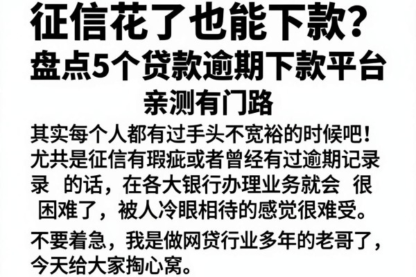 征信花了也能下款？盘点5个贷款逾期下款平台，亲测有门路