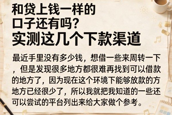 和贷上钱一样的口子还有吗？实测这几个下款渠道