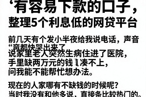 有容易下款的口子，整理5个利息低的网贷平台