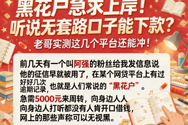 黑花户急求上岸！听说无套路口子能下款？老哥实测这几个平台还能冲！