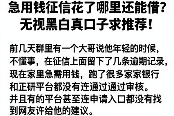急用钱征信花了哪里还能借？无视黑白真口子求推荐！