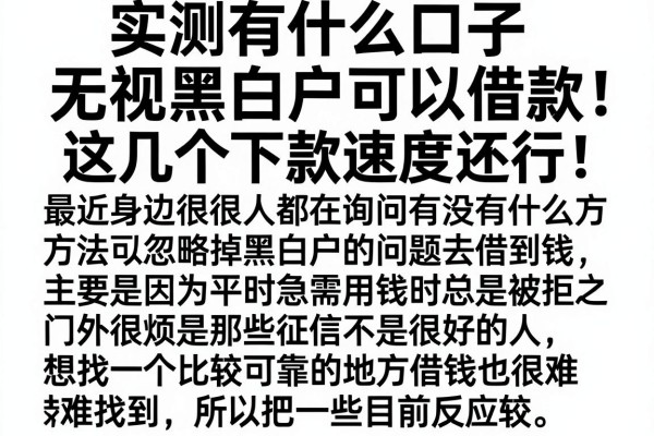 实测有什么口子无视黑白户可以借款，这几个下款速度还行