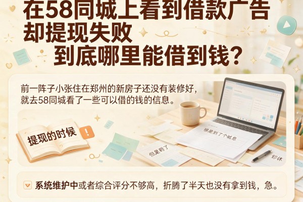 在58同城上看到借款广告却提现失败，到底哪里能借到钱？
