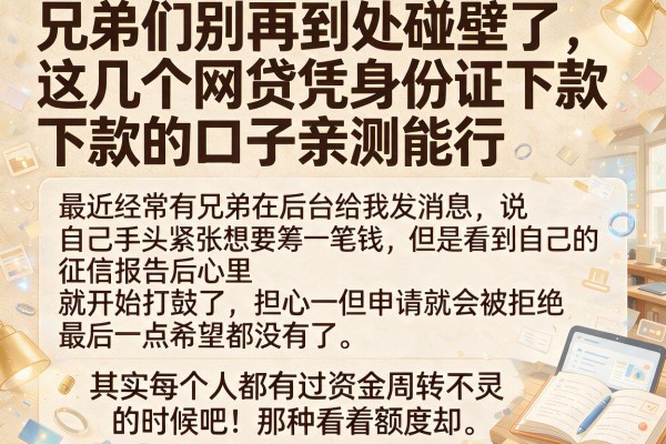 兄弟们别再到处碰壁了，这几个网贷凭身份证下款的口子亲测能行