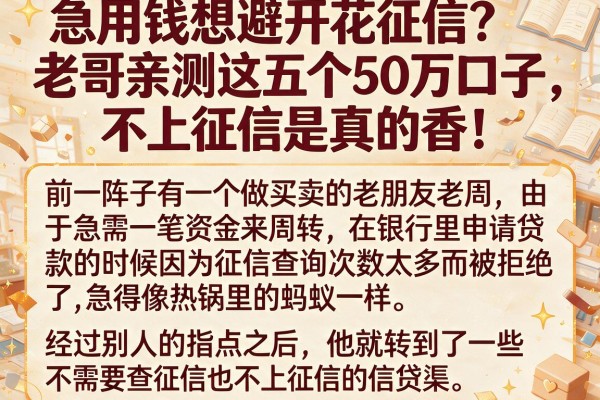 急用钱想避开花征信？老哥亲测这五个50万口子，不上征信是真的香！
