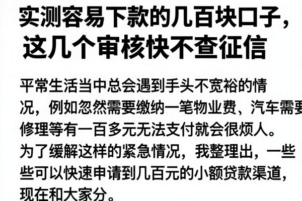 实测容易下款的几百块口子，这几个审核快不查征信