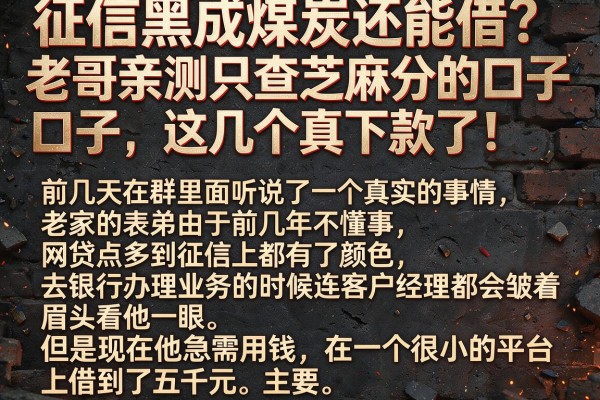 征信黑成煤炭还能借？老哥亲测只查芝麻分的口子，这几个真下款了！