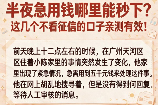 半夜急用钱哪里能秒下？这几个不看征信的口子亲测有效！