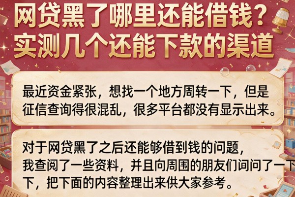 网贷黑了哪里还能借钱？实测几个还能下款的渠道