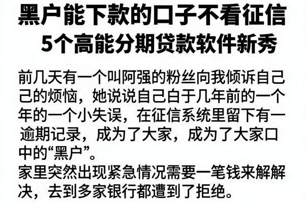 黑户能下款的口子不看征信，详细阐述5个高能分期贷款软件新秀