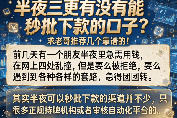 半夜三更有没有能秒批下款的口子？求老哥推荐几个靠谱的！