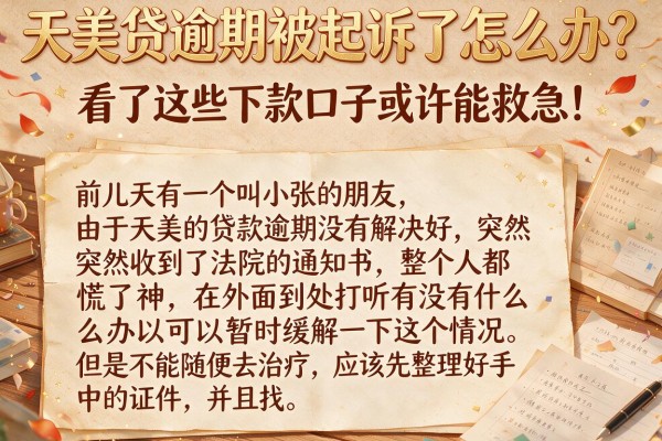 天美贷逾期被起诉了怎么办？看了这些下款口子或许能救急！