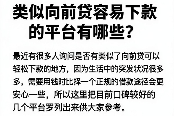 类似向前贷容易下款的平台有哪些?实测分享这几个口子
