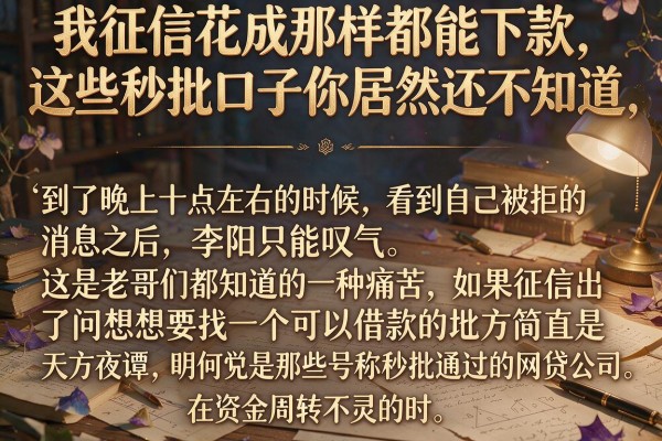 我征信花成那样都能下款，这些秒批口子你居然还不知道