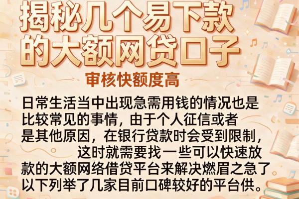 揭秘几个易下款的大额网贷口子，审核快额度高