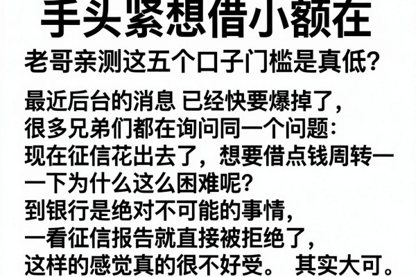 手头紧想借小额在哪里借好点？老哥亲测这五个口子门槛是真低
