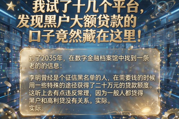 我试了十几个平台,发现黑户大额贷款的口子竟然藏在这里