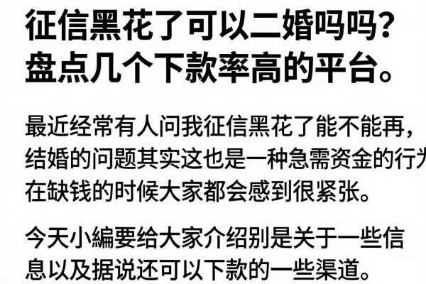 征信黑花了可以二婚吗吗？盘点几个下款率高的平台