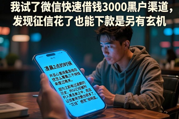 我试了微信快速借钱3000黑户渠道，发现征信花了也能下款是另有玄机