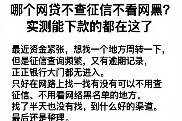 哪个网贷不查征信不看网黑？实测能下款的都在这了