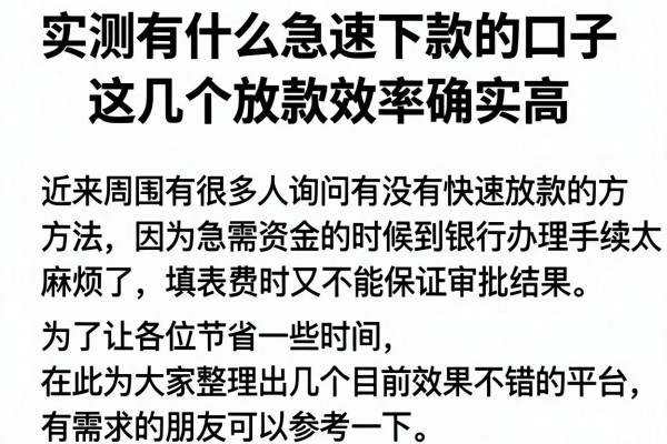 实测有什么急速下款的口子，这几个放款效率确实高