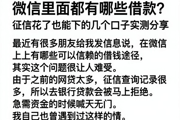 微信里面都有哪些借款？征信花了也能下的几个口子实测分享