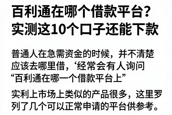 百利通在哪个借款平台？实测这10个口子还能下款