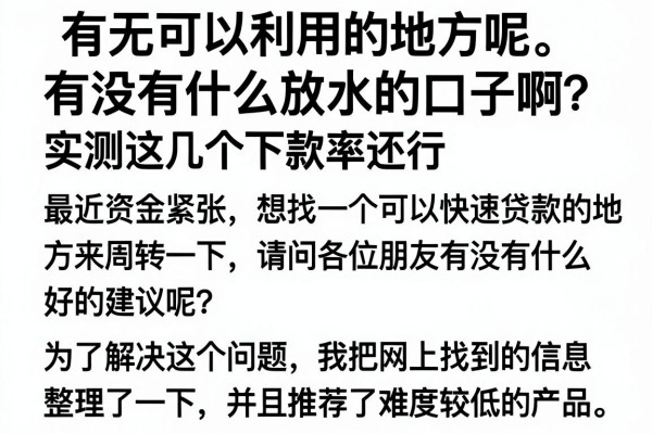 有没有什么放水的口子啊？实测这几个下款率还行