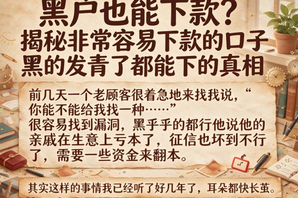 黑户也能下款？揭秘非常容易下款的口子黑的发青了都能下的真相