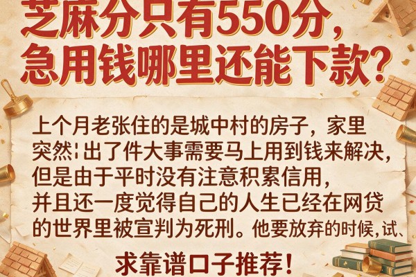芝麻分只有550分，急用钱哪里还能下款？求靠谱口子推荐！