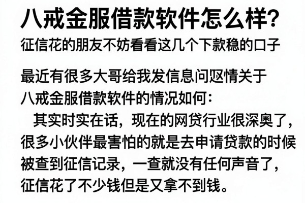 八戒金服借款软件怎么样？征信花的朋友不妨看看这几个下款稳的口子