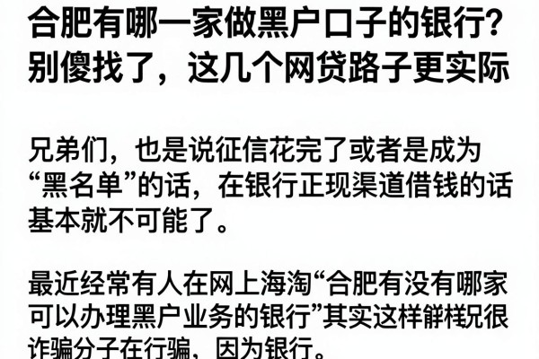 合肥有哪一家做黑户口子的银行？别傻找了，这几个网贷路子更实际